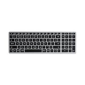 satechi slim x2 bluetooth backlit keyboard with numeric keypad  illuminated keys amp multi-device sync  for m2 m1 macbook proair m2 m1 ipad proair m2 mac mini imac m1 space grey