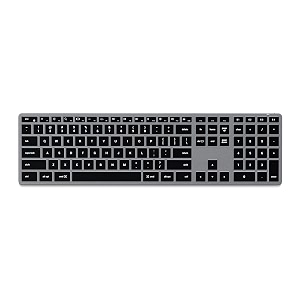 satechi slim x3 bluetooth backlit keyboard with numeric keypad  illuminated keys amp multi-device sync  for m2 m1 macbook proair m2 m1 ipad proair m2 mac mini imac m1 space grey