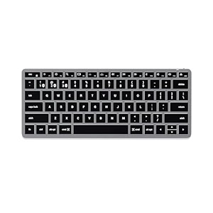 satechi slim x1 bluetooth backlit keyboard  illuminated keys amp multi-device sync  for m2 m1 macbook proair m2 m1 ipad proair m2 mac mini imac m1 space grey