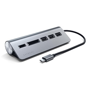satechi usb-c combo hub for desktop - usb-a 30 data ports amp microsd card readers - for m2 m1 macbook proair m2 m1 ipad proair m2 mac mini imac m1 space gray