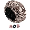 Satin Bonnet Silk Hair Bonnet For Sleeping Satin Bonnet For Hair Bonnets For Women Silk Bonnet For Natural Hair For Shower cap (APRICOT)