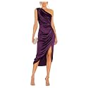 Satin Bridesmaid Dresses for Women One Shoulder Prom Dress Pleated Midi Formal Cocktail Gown Wedding Guest Dress with Slit
