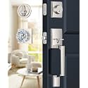Satin Nickel Front Door Lock Set with Glass Door Knob Modern