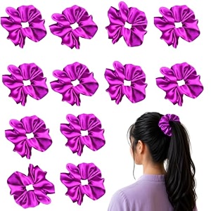 satin scrunchies hair bands for women pack of 12 purple