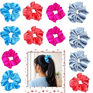 satin scrunchies hair bands for women pack of 12 classic 2