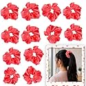 Satin Scrunchies Hair Bands for Women Pack of 12 (Peach Pink)