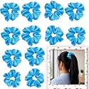 Satin Scrunchies Hair Bands for Women Pack of 12 (Sora Blue)