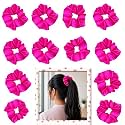 Satin Scrunchies Hair Bands for Women Pack of 12 (MegentaPink)
