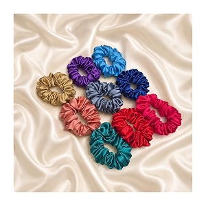Satin Silk Scrunchies Set of 9 for