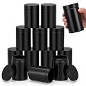 SATINIOR 12 Pack 10 oz Plastic Container Jars with Lids Round Clear Travel Cosmetic Container Slime Jar for Toiletries, Lotion, Cream, Ointment, Makeup, Rhinestone, Sample, Kitchen Storage(Pure Black)