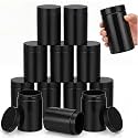 SATINIOR 12 Pack 12 oz Plastic Container Jars with Lids Round Clear Travel Cosmetic Container Slime Jar for Toiletries, Lotion, Cream, Ointment, Makeup, Rhinestone, Sample, Kitchen Storage(Pure Black)