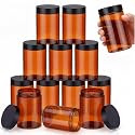 SATINIOR 12 Pack 12 oz Plastic Container Jars with Lids Round Clear Travel Cosmetic Container Slime Jars for Toiletries, Lotion, Cream, Ointments, Makeup, Rhinestone, Samples, Kitchen Storage(Amber)