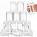 SATINIOR 12 Pack 12 oz Plastic Container Jars with Lids Round Clear Travel Cosmetic Container Slime Jars for Toiletries, Lotion, Cream, Ointments, Makeup, Rhinestone, Samples, Kitchen Storage(White)