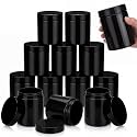 SATINIOR 12 Pack 16 oz Plastic Container Jars with Lids Round Clear Travel Cosmetic Container Slime Jar for Toiletries, Lotion, Cream, Ointment, Makeup, Rhinestone, Sample, Kitchen Storage(Pure Black)