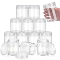 SATINIOR 12 Pack 16 oz Plastic Container Jars with Lids Round Clear Travel Cosmetic Container Slime Jars for Toiletries, Lotion, Cream, Ointments, Makeup, Rhinestone, Samples, Kitchen Storage(Clear)