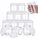 SATINIOR 12 Pack 16 oz Plastic Container Jars with Lids Round Clear Travel Cosmetic Container Slime Jars for Toiletries, Lotion, Cream, Ointments, Makeup, Rhinestone, Samples, Kitchen Storage(White)