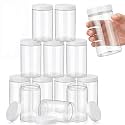 SATINIOR 12 Pack 32 oz Plastic Container Jars with Lids Round Clear Travel Cosmetic Container Slime Jars for Toiletries, Lotion, Cream, Ointments, Makeup, Rhinestone, Samples, Kitchen Storage(White)