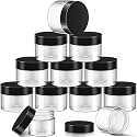 SATINIOR 12 Pack 32 oz Plastic Container Jars with Lids Round Clear Travel Cosmetic Container Slime Jars for Toiletries, Lotion, Cream, Ointments, Makeup, Rhinestone, Samples, Kitchen Storage(Black)