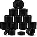 SATINIOR 12 Pack 4 oz Plastic Container Jars with Lids Round Clear Travel Cosmetic Container Slime Jar for Toiletries, Lotion, Cream, Ointment, Makeup, Rhinestone, Sample, Kitchen Storage(Pure Black)