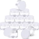 SATINIOR 12 Pack 4 oz Plastic Container Jars with Lids Round Clear Travel Cosmetic Container Jars for Toiletries, Lotion, Cream, Ointment, Makeup, Rhinestone, Sample, Kitchen Storage(White)