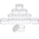 SATINIOR 12 Pack 4 oz Plastic Container Jars with Lids Round Clear Travel Cosmetic Container Jars for Toiletries, Lotion, Cream, Ointments, Makeup, Rhinestone, Samples, Kitchen Storage, White