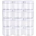 SATINIOR 12 Pack 7 oz Plastic Container Jars with Lids Round Clear Travel Cosmetic Container Slime Jars for Toiletries, Lotion, Cream, Ointments, Makeup, Rhinestone, Samples, Kitchen Storage(White)