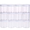 SATINIOR 12 Pack 8 oz Plastic Container Jars with Lids Round, White
