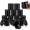 SATINIOR 12 Pack 8 oz Plastic Container Jars with Lids Round Clear Travel Cosmetic Container Slime Jar for Toiletries, Lotion, Cream, Ointment, Makeup, Rhinestone, Sample, Kitchen Storage(Pure Black)
