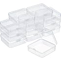 SATINIOR 12 Pack Small Clear Plastic Bead Storage Boxes, 3.3 x 3.3 x 1.2 in