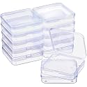 SATINIOR 12 Pack Small Clear Plastic Bead Storage Boxes, 2.7 x 2.7 x 0.7 in