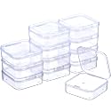 SATINIOR 12 Pack Clear Plastic Storage Box, 2.1 x 2.1 x 0.8 Inch