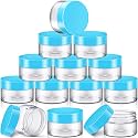 Satinior 12 Pack 2 oz Blue Round Plastic Container Jars with Lids