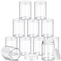 SATINIOR 12 Pack Plastic Container Jars with Lids Round Clear Travel Cosmetic Container Jars for Toiletries, Lotion, Cream, Ointments, Makeup, Rhinestone, Samples, Kitchen Storage(10 oz,Clear)