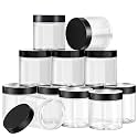 Satinior 12 Pack 8 oz Plastic Jars with Lid Empty Storage Container, Black