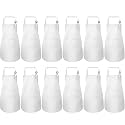 SATINIOR 12 Pcs Aprons Adjustable Smock with Pocket,White,L for 7-13 Age