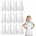 SATINIOR 12 Pcs Aprons Adjustable Smock with Pocket,White,M for 2-6 Age