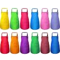 SATINIOR 12 Pcs Kids Apron for 2-13 Age Adjustable Children Chef Art Smock with Pocket for Girl Boy Activity(Multi-Color,M for 2-6 Age)