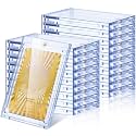 SATINIOR 20 Pcs 130 Pt Acrylic Magnetic Card Holders 2.5 x 3.54 Inch Tag Holder Clear Protectors Hard Plastic UV Protection Case for Sports Baseball Card Trading Storing Displaying