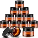 SATINIOR 24 Pieces Clear Plastic Jars with Lids, Amber Lid, 2 oz