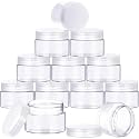 SATINIOR 24 Pieces Clear Plastic Jars with Lids, Clear Lid, 6 oz