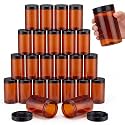 SATINIOR 24 Pieces Clear Plastic Jars with Lids, Amber Lid, 10 oz