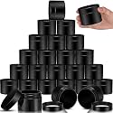 SATINIOR 24 Pieces Clear Plastic Jars with Lids, Black, 6 oz