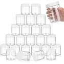 SATINIOR 24 Pieces Clear Plastic Jars with Lids, White Lid, 16 oz