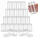 SATINIOR 24 Pieces Clear Plastic Jars with Lids, Clear Lid, 10 oz