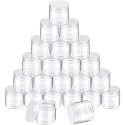 SATINIOR 24 Pieces Clear Plastic Jars with Lids, Clear Lid, 3 oz
