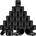 SATINIOR 24 Pieces Clear Plastic Jars with Lids, Black, 1 oz