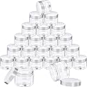 SATINIOR 24 Pieces Clear Plastic Jars with Lids, Clear Lid, 6oz