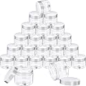 SATINIOR 24 Pieces Clear Plastic Jars with Lids, Clear Lid, 1 oz
