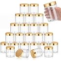 SATINIOR 24 Pieces Clear Plastic Jars with Lids, Gold Lid, 16 oz