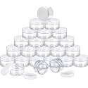 SATINIOR 24 Pcs Clear Plastic Jars with White Lids, 4 oz Wide-Mouth
